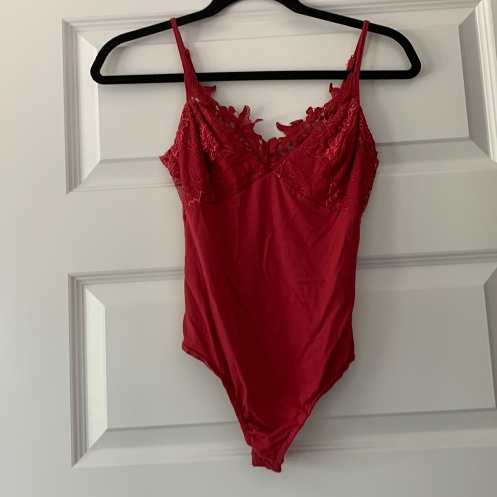 Lulus XS bodysuit, red detailed
